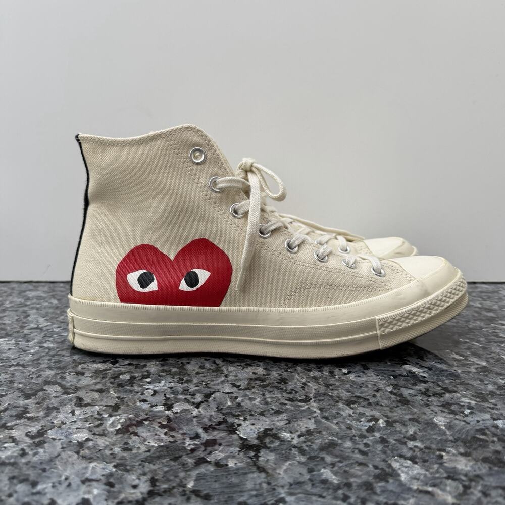Converse Comme des Garçons PLAY Chuck 70 High Top Beige Red Heart Men 10 150205C